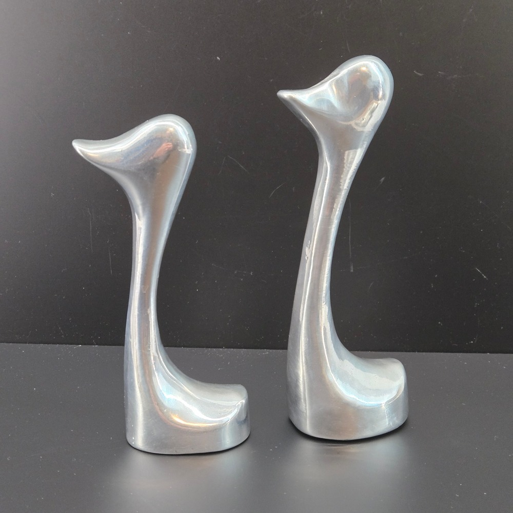 Hoselton Canada Aluminum Goose Bird Sculptures Set of 2 Mid Century Modern MCM‎